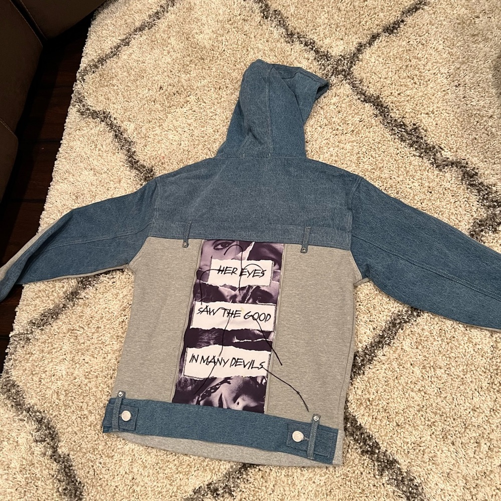 Denim hoodie with graphic. New with tag. S size